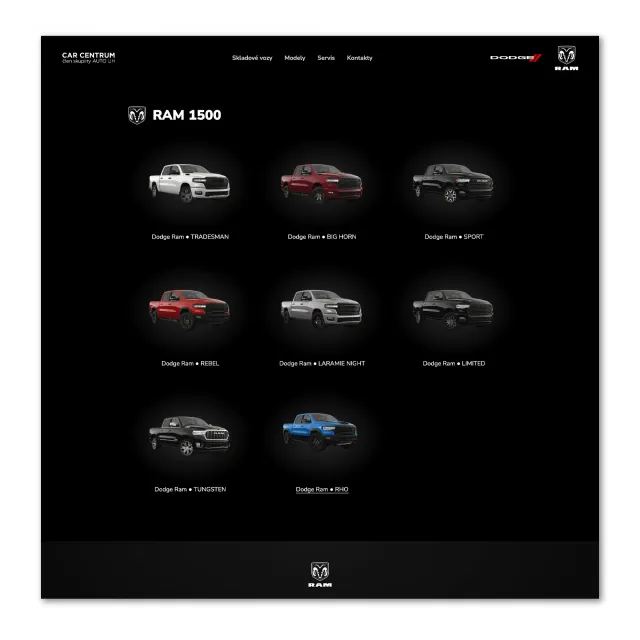 Přehled modelů RAM 1500 na webu Dodge a RAM