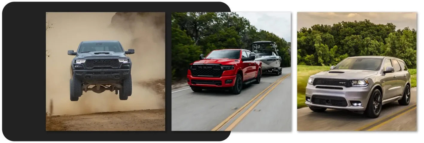 Fotografie vozů Dodge a RAM na webu