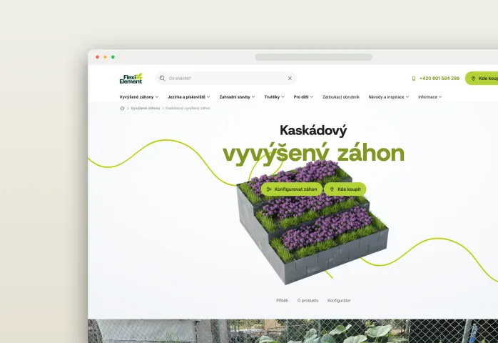 Detail kaskádového vyvýšeného záhonu na webu Flexi Element