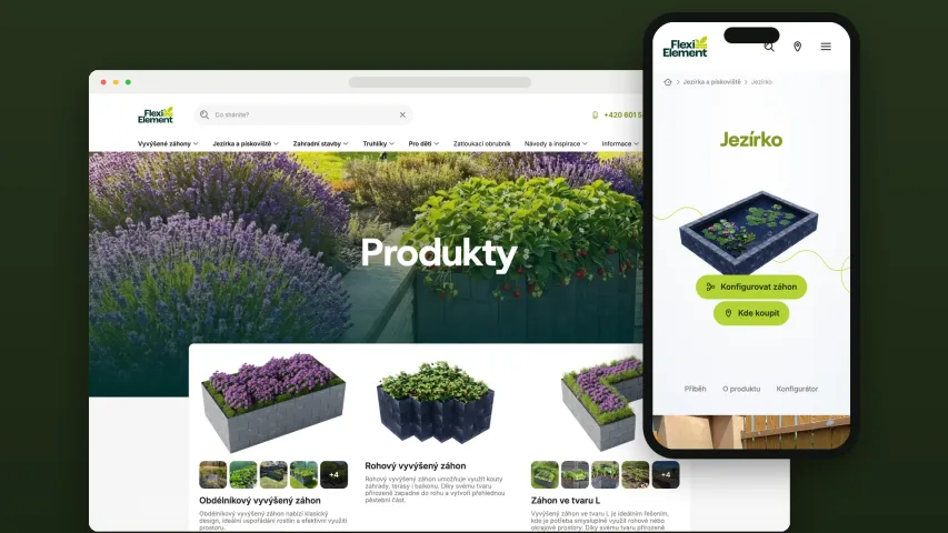 Katalog produktů Flexi Element na desktopu a mobilu