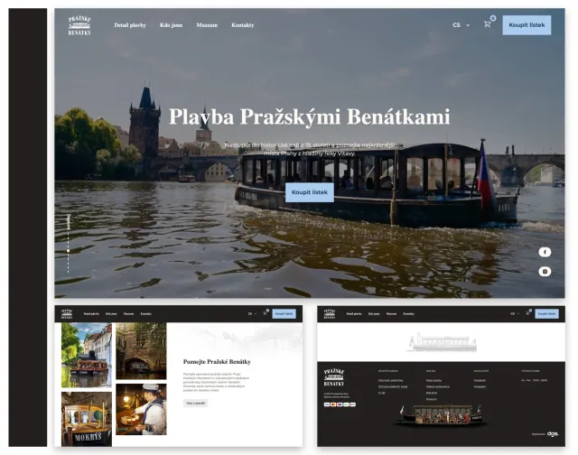 Úvodní stránka webu Pražské Benátky – plavba Prahou