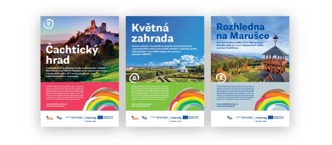 Plakáty kampaně Východní Morava s turistickými cíli