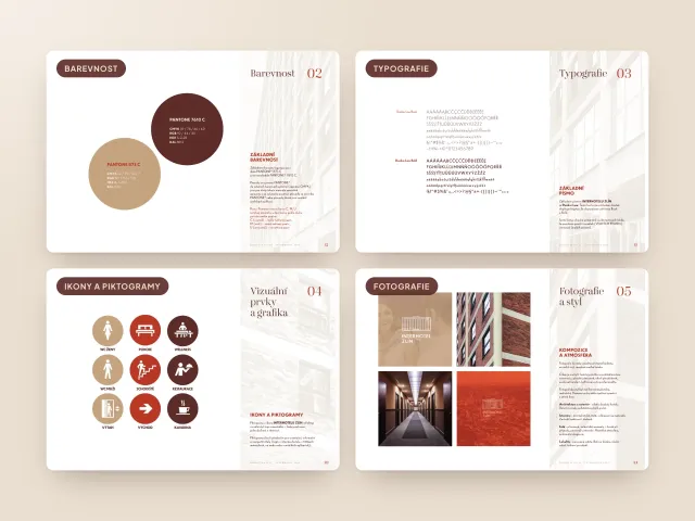 Design manuál Interhotelu Zlín – barevnost, typografie, piktogramy a fotografický styl