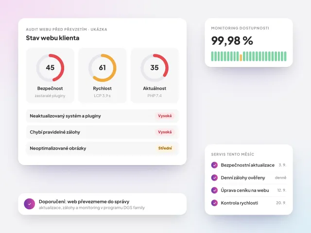 Audit webu před převzetím do správy – bezpečnost, rychlost, monitoring a servisní úkoly