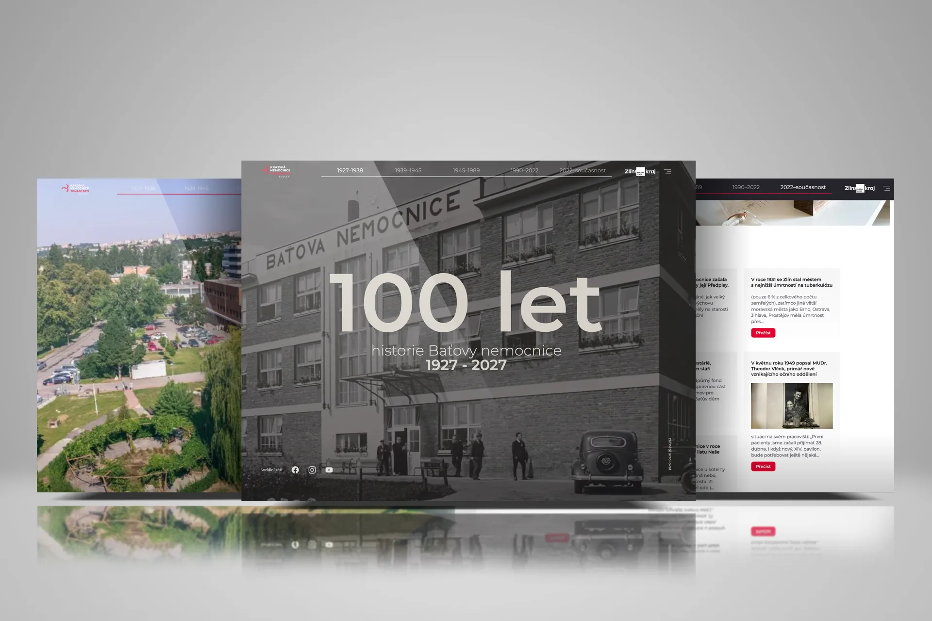 Úvodní stránka microsite 100 let Baťovy nemocnice 1927–2027