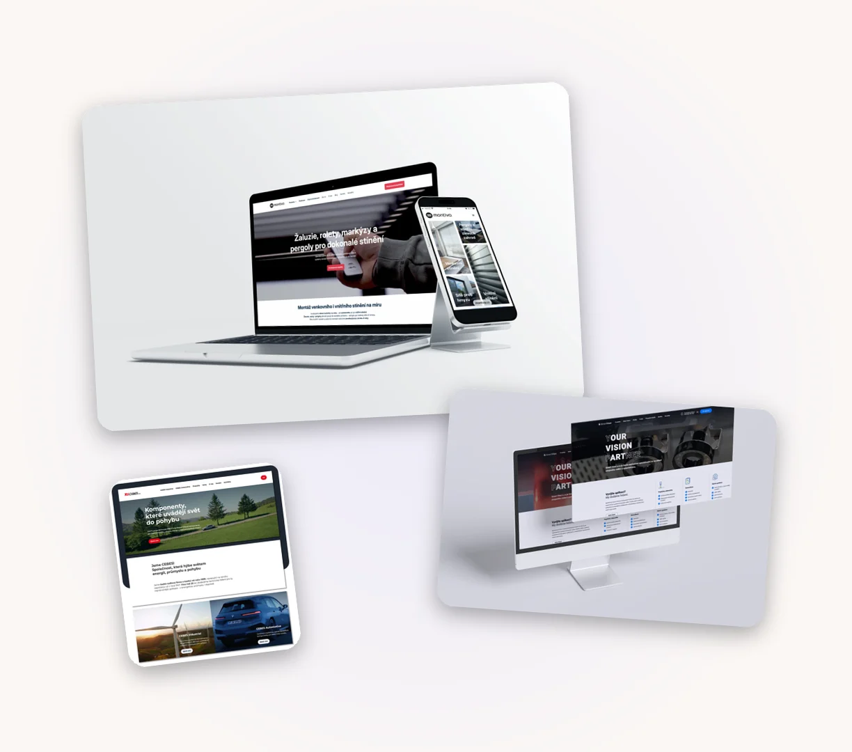 Ukázky webů – Montiva, SmartView, AVEC, CEBES